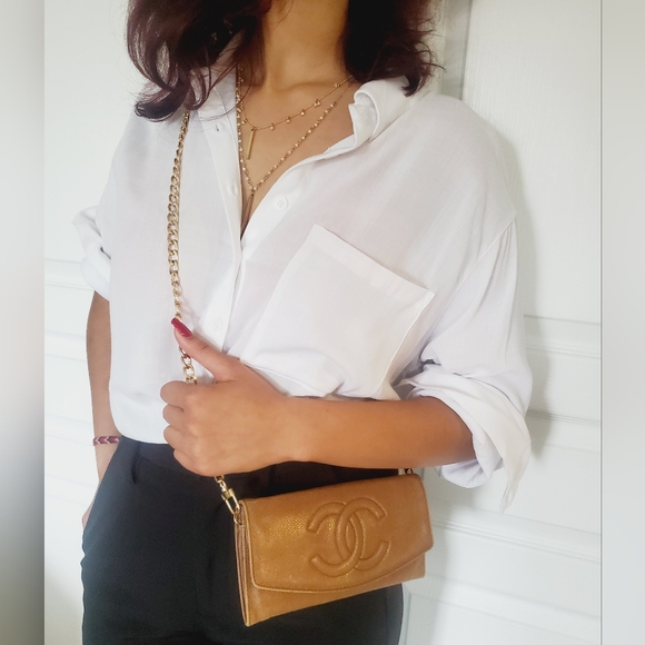CHANEL WOC CC Wallet on a Chain / Crossbody Bag Upcycled Vintage Conversion Bag - Picture 5 of 16